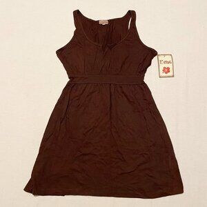 Vtg Exist USA Girls Size Large Short Sleeve Cotton Dress Brown with Tags